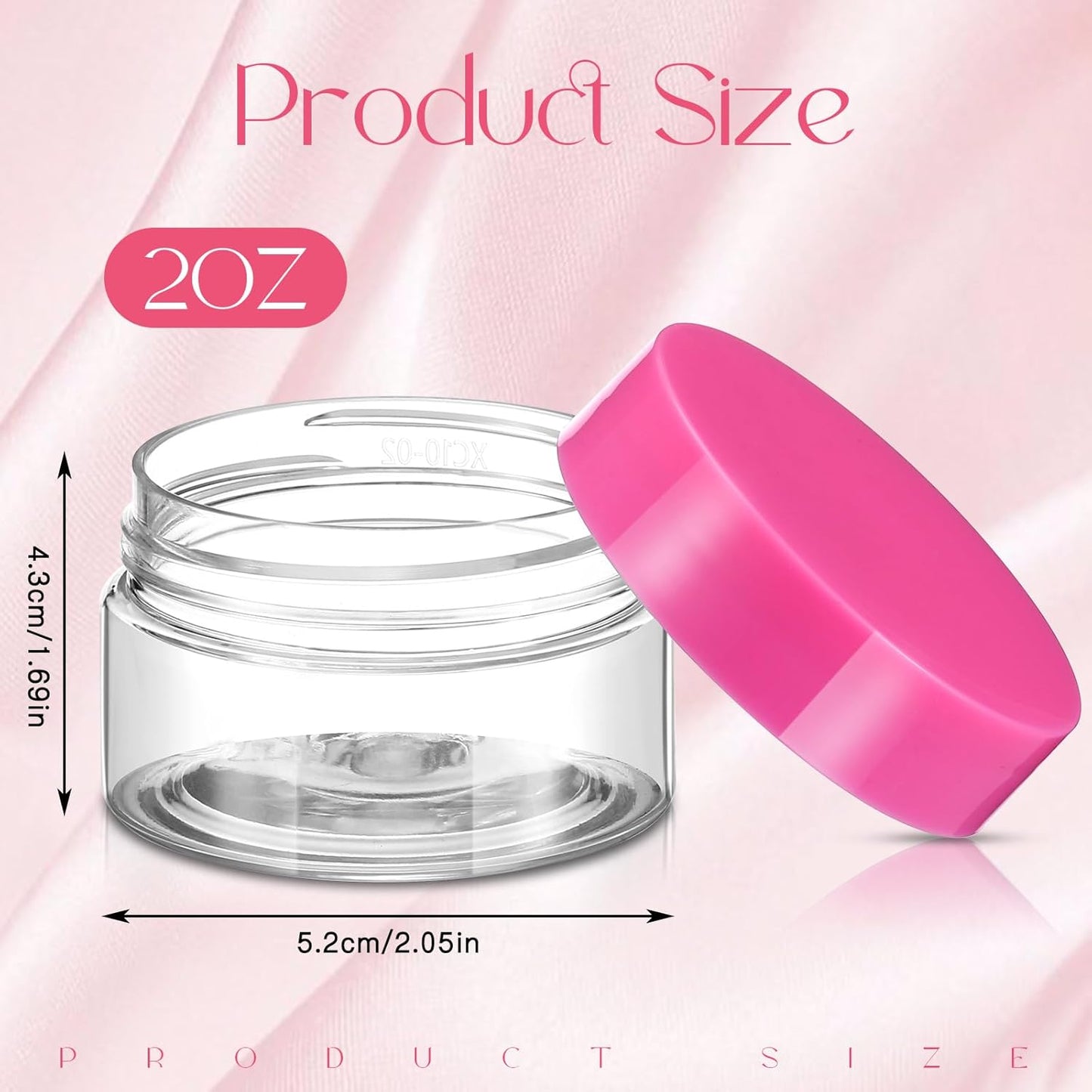 SATINIOR 36 Pieces 2 oz Plastic Jars with Lids Wide Mouth Airtight Reusable Container Acrylic Cosmetic Small Jars for Lotions Ointments Travel Toiletries Creams Make up Storage(Pink)