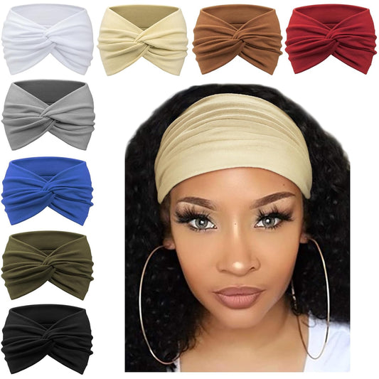 Extra Wide Headbands for Women Large Turban Headband Non Slip Boho Elastic Hairband Hair Twisted Knot Head Bands Accessories