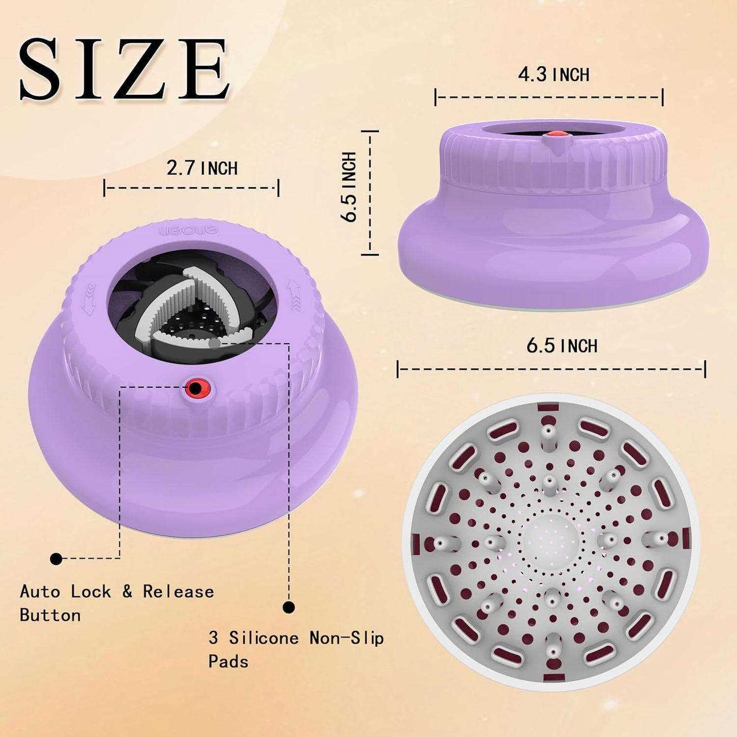 Hair Difuser Attachment Universal Diffuser Hair Dryer for 1.4-inch to 2.4-inch Blow Dryer, Hair Diffuser for Curly Hair and Natural Wavy Hair (Purple)