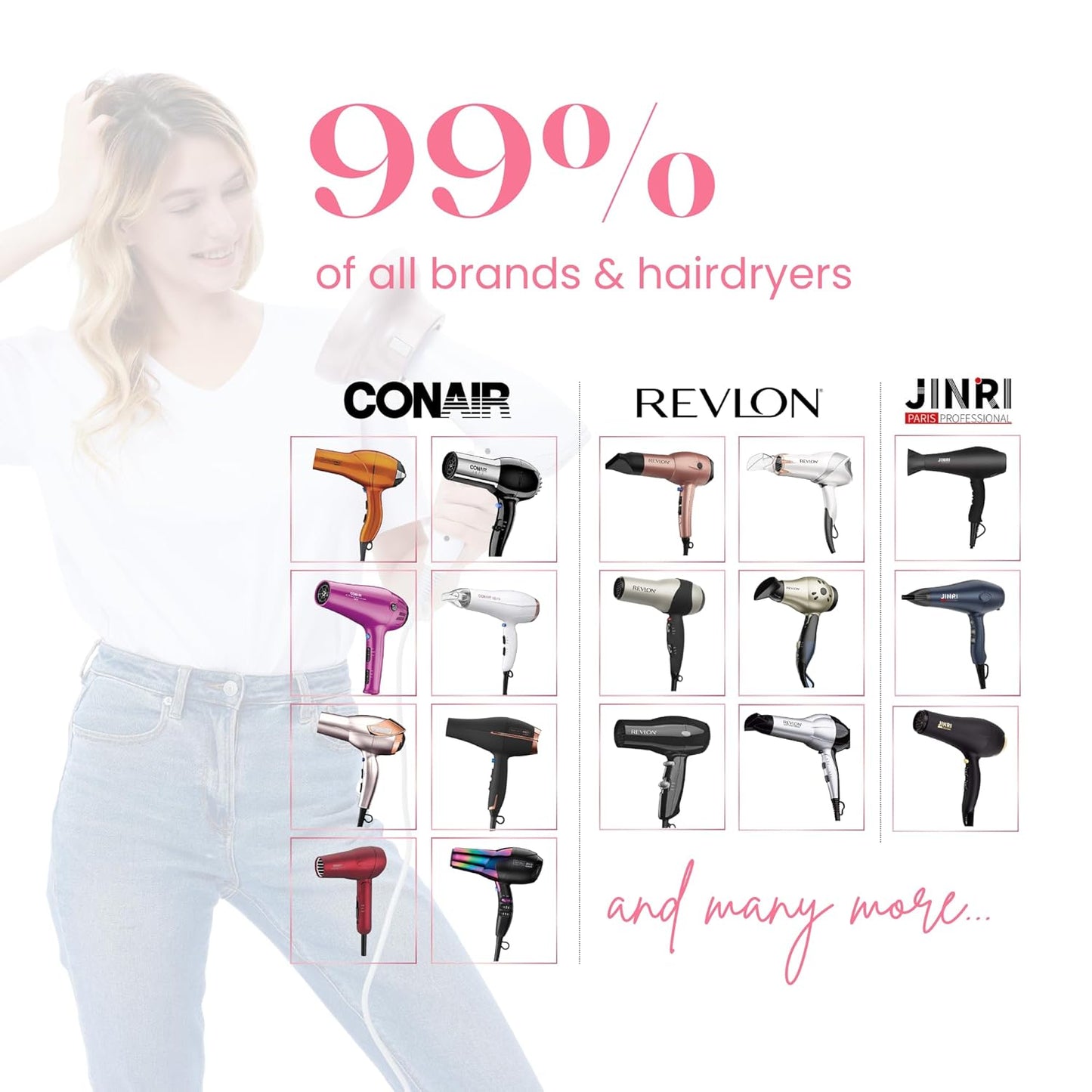 Universal Hair Diffuser “Super Sturdy” 1.7 Inch to 2.6 Inch for Natural Curly and Wavy Hair, Hair Dryer Attachment (Rose Gold)