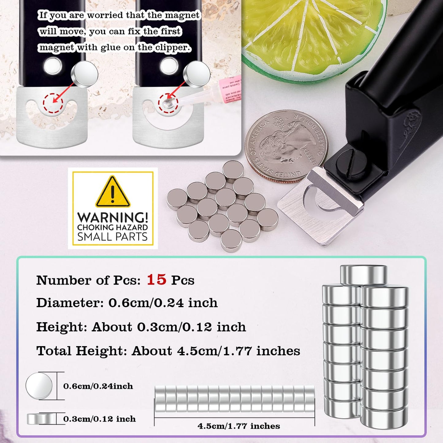 Black Premium Nail Clippers with Magnets Sizers for Acrylic Nails, Artificial Fake Nail False Nail Tip Cutter Trimmer Manicure Pedicure Sharp Blade Clip Tool For Salon Home Art Beauty