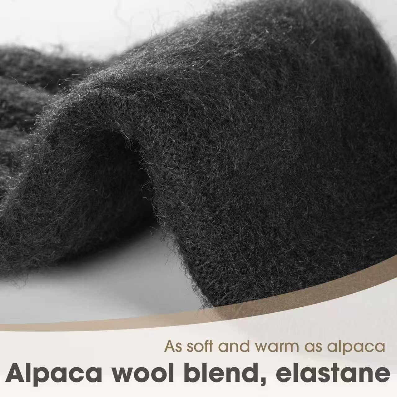 Rahhint Alpaca Wool Fingerless Gloves for Men Women Double-Layer Fleece Lined Winter Liner Warm Windproof Knitted