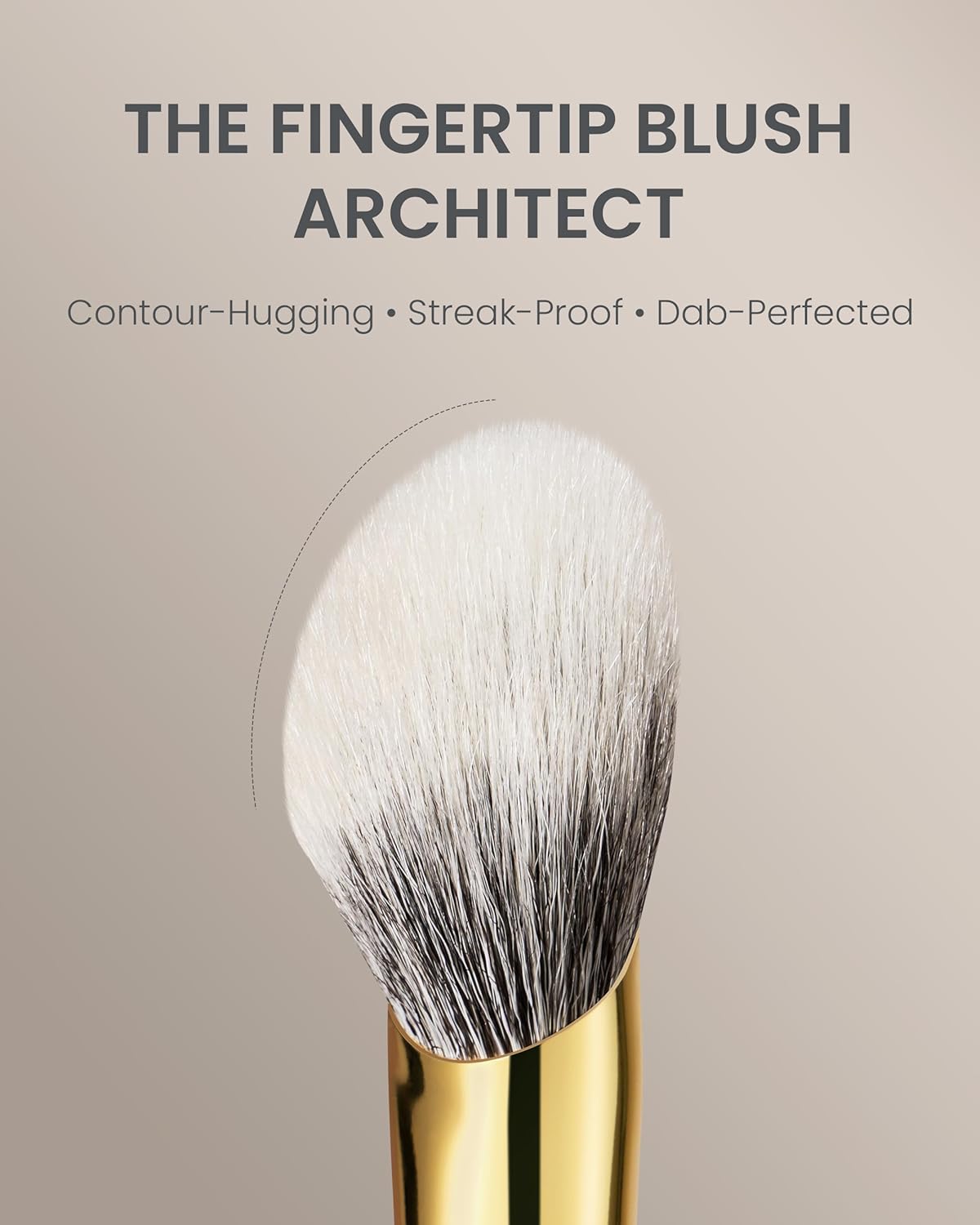 Desert Oak Series Fingertip Contour Brush - Finger-Shaped Dual Goat Hair for Seamless Blush & Sculpting, Bubinga Handle & Brass Ferrule (CM 187)