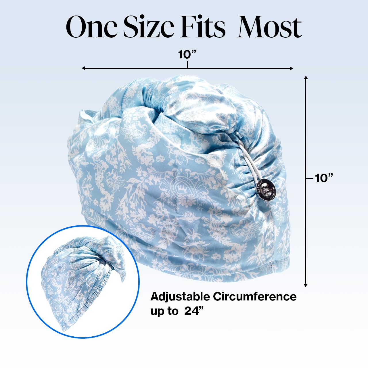 Kitsch Bridgerton x Satin Microfiber Hair Towel Wrap for Women - Super Absorbent, Quick Dry, Anti-Frizz, for Long & Short Hairs, Turbans for Women, Hair Wrap - Toile de Blue