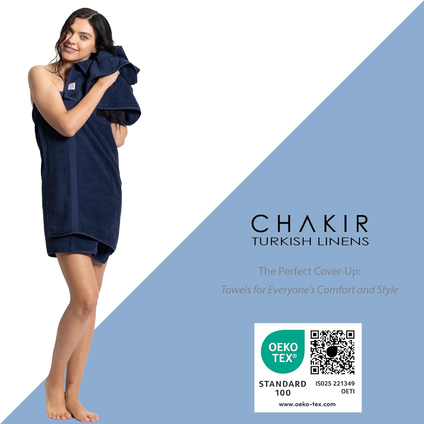 Chakir Turkish Linens, 100% Cotton Premium Quality Turkish Bath Sheets (35''x70'' Large Bath Sheet Towels - Navy)