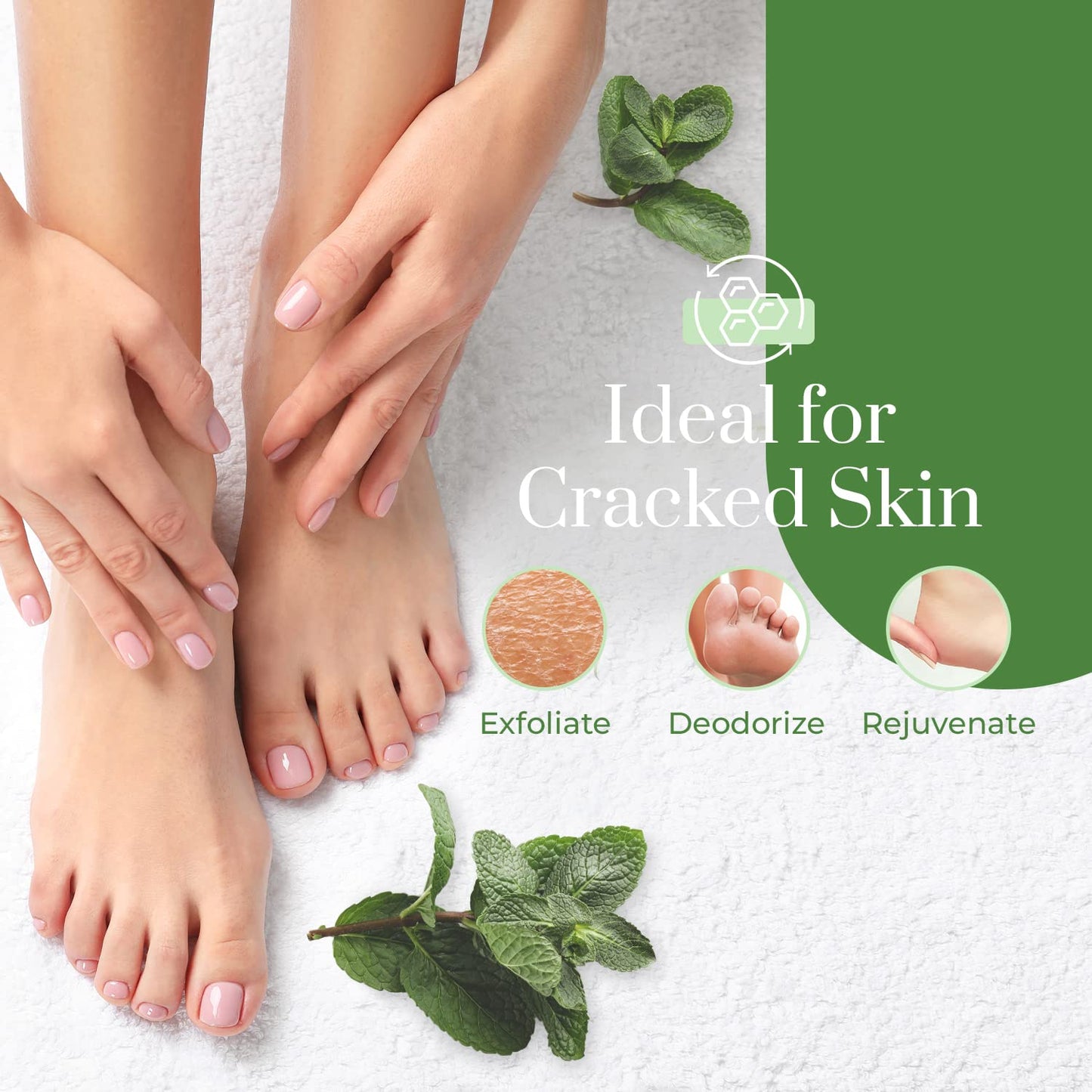 Clear Beauty Mint & Tea Tree Foot Masks Moisturizing Socks - Exfoliating, Hydrating & Revives Cracked Feet - Dermatologist Tested, Clean Beauty & Cruelty-Free Skincare - 3 Pairs