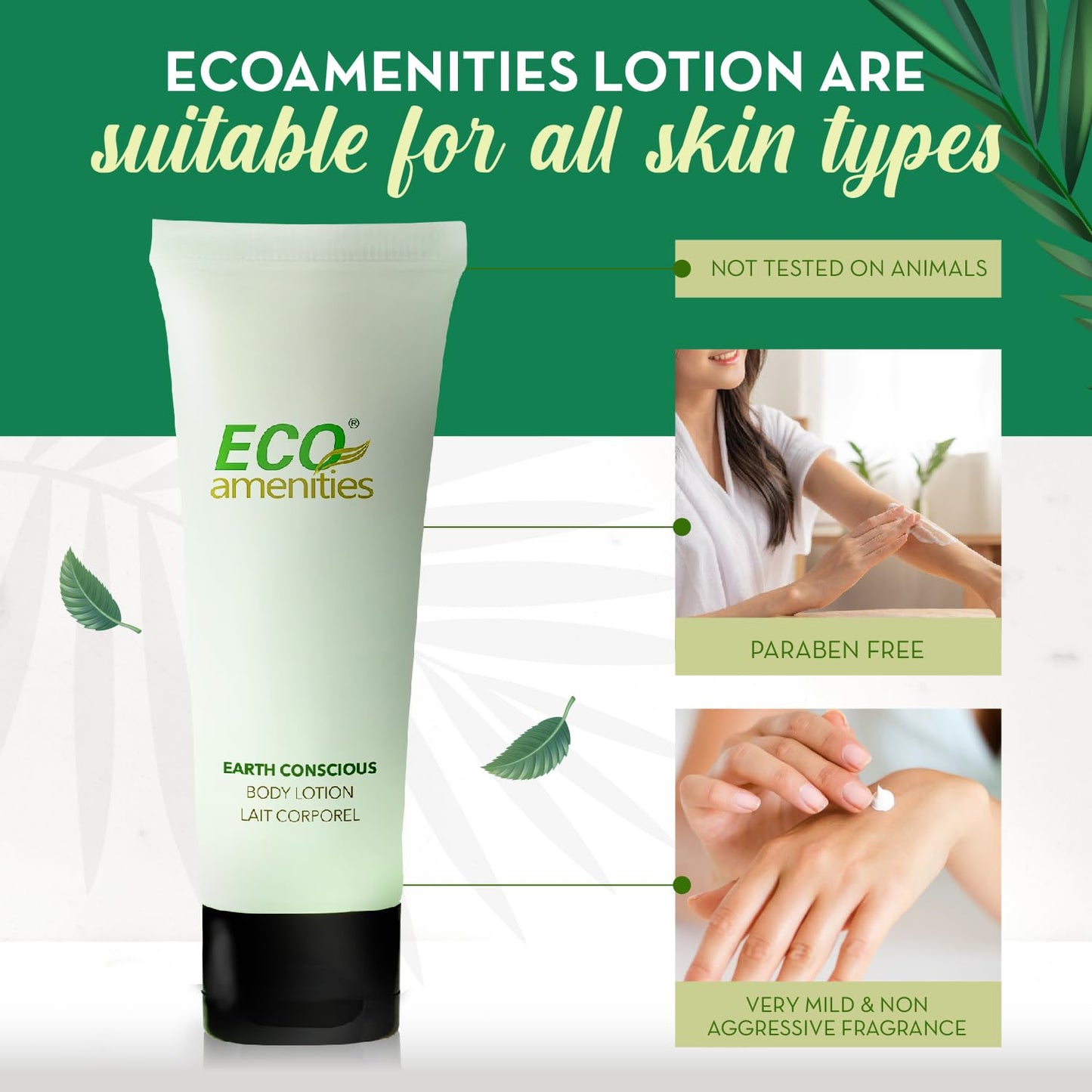 ECO amenities Travel Lotion Bulk - 200-Pack - 1 fl oz (30 ml) Tubes - Hydrating Green Tea Scented Body & Hand Lotion - Travel Toiletries