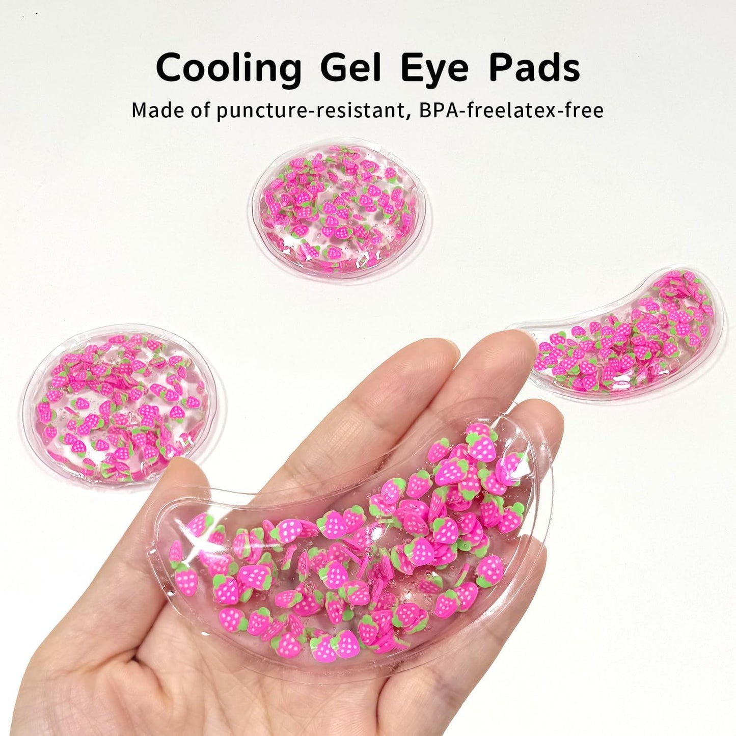 4PCS Gel Eye Ice Pack Set, Cold & Hot Compress, Reusable Cooling Gel Pads for Strain Relief, Relaxation, SPA and Sleep (4 Strawberries)