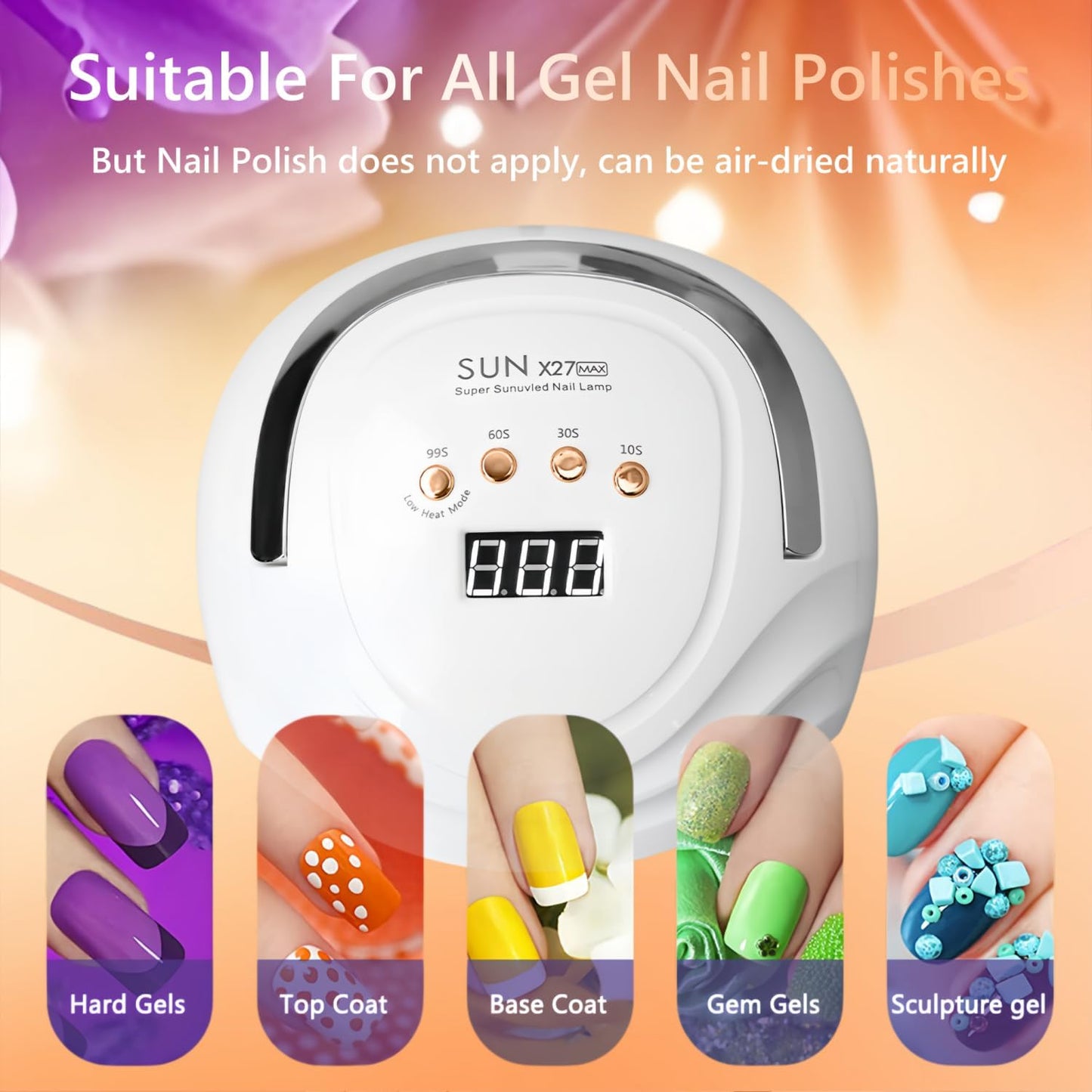 UV LED Nail Lamp with 81 Beads, 380W Nail Curing Lamps for Gel Polish with Automatic Sensor/4 Timer Setting,Led Nail Dryer, Professional Nail Art Drying Tools for Fingernail and Toenail