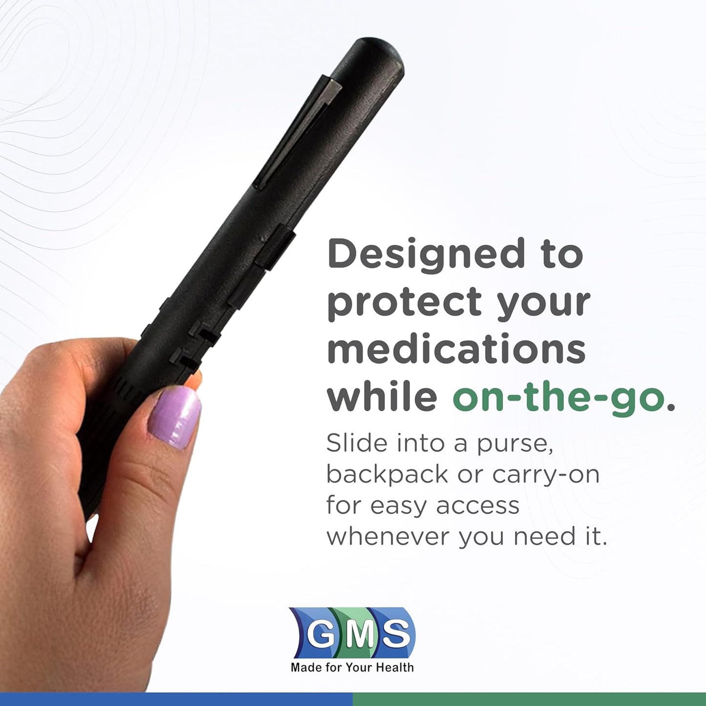 GMS 60 Unit Syringe Case - Holds New, Prefilled & Used Syringes with Needles - Small & Discreet - Ideal for Travel - Sharps Container - 2 Pack - Clear and White