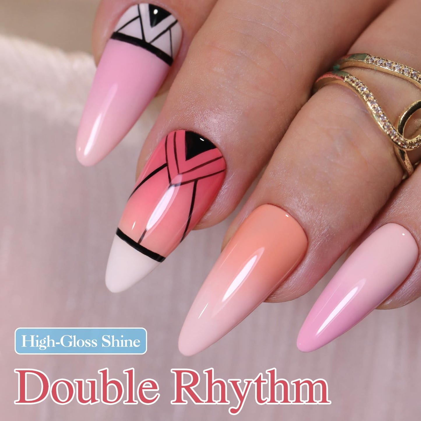 Double Rhythm Gel Nail Polish Set of 6 Colors Baby Light Pastel Milky Nail Polish Starter Kit Art DIY Salon Home (Pink Nude Orange White,Kit 21)