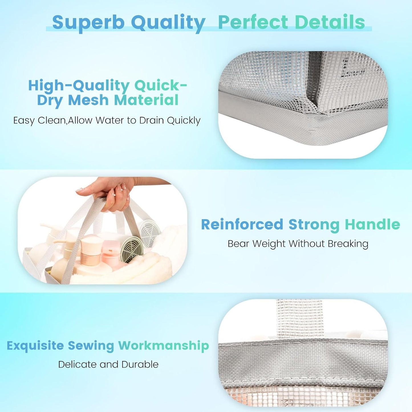 Shower Caddy for College Dorm Room Essentials for Girls with 9 Pockets,Large-Capacity Shower Basket,Quick Dry Toiletry Tote Bag for Outdoor Gym,Travel,Swim,Beach Camping Essentials-Black and Grey