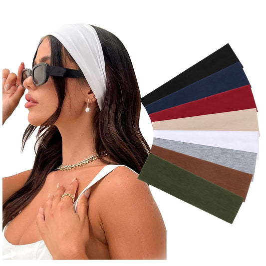 DRESHOW 8 Pack Sports Headbands for Women Non-Slip Stretchy Fashion HairBand Curly Hair Headband Soft Hair Accessories for Daily Wear Workout Yoga Running