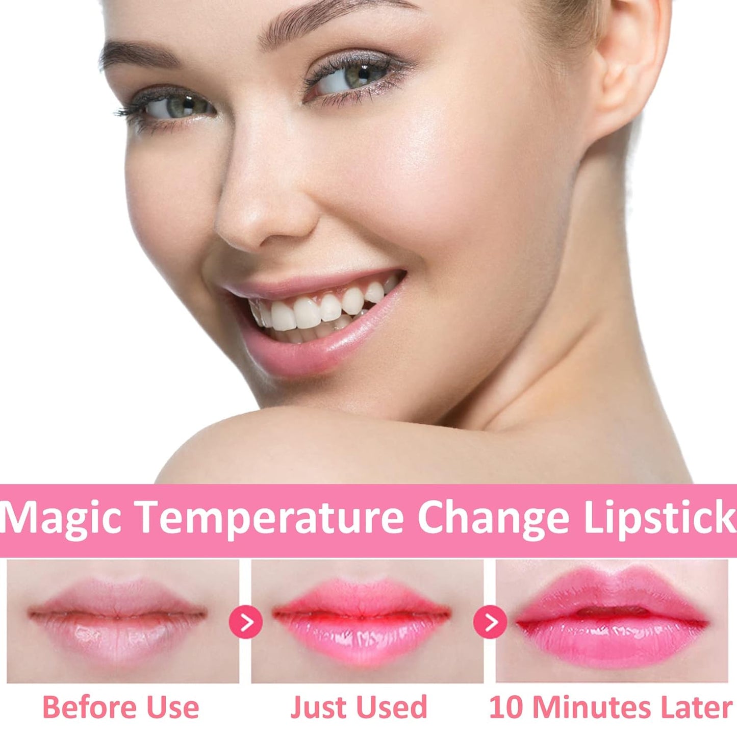 3 Pack Crystal Flower Jelly Lipstick,Magic Color Changing Lipstick,PH Clear Temperature Color Changing Lip Gloss,Lip Balm,Long Lasting Nourishing Moisturizing Lip Stick Set E