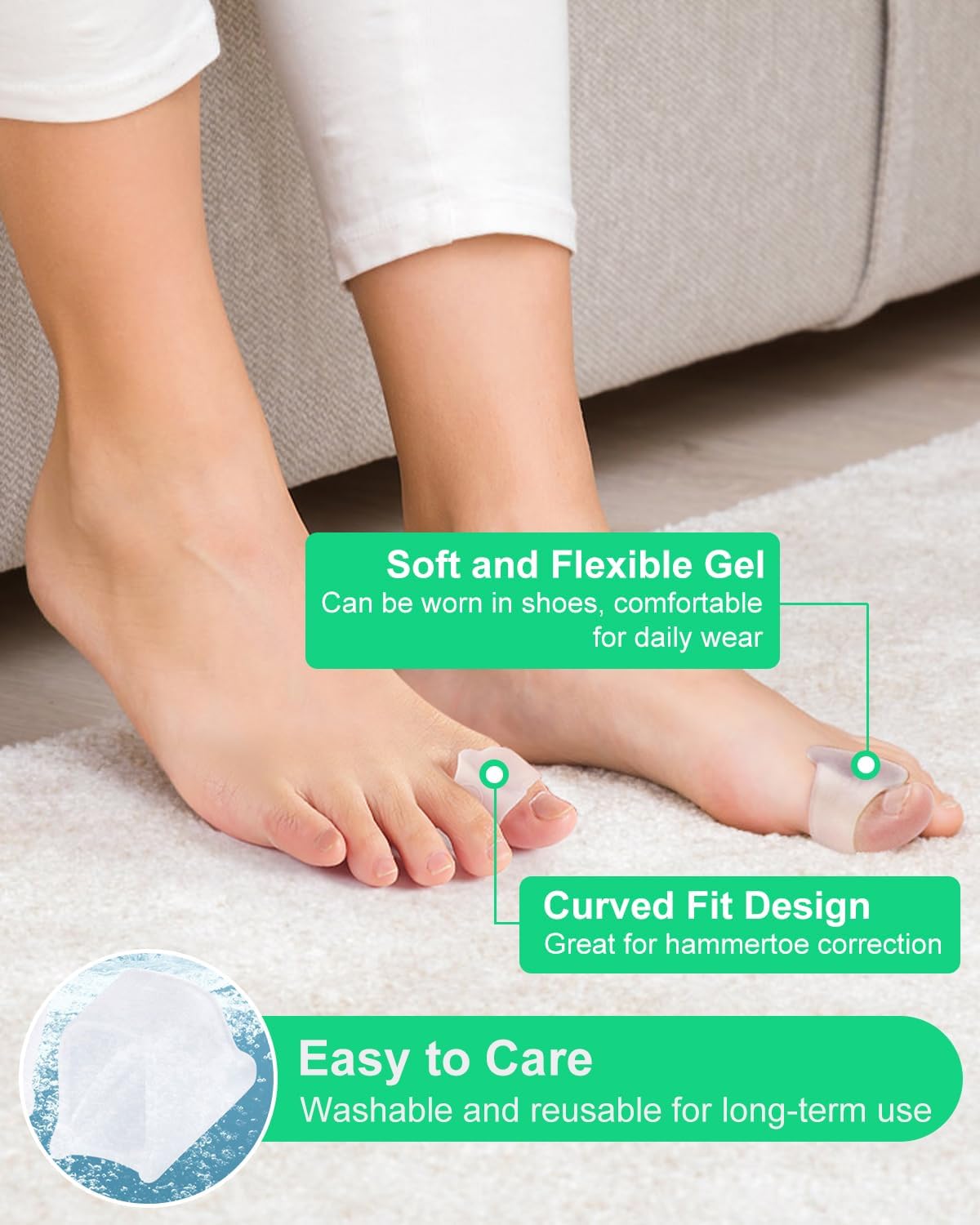 10Pcs Hammer Toe Corrector Straighteners for Women and Men Curled Toes, Crooked, Claw, Hammertoe, Gel Toe Splints for Straightening, Silicone Foot Bunion Spacer Separators (Small)