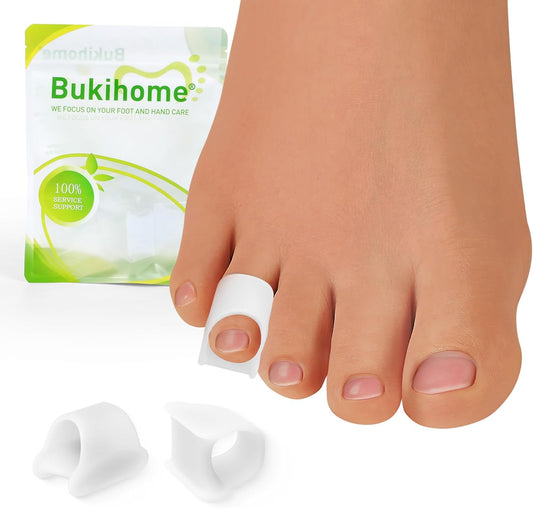 Bukihome Hammertoe Corrector - 6 Pack Toe Splints - Soft Gel Toe Straighteners - Realign Bent, Curled, Crooked, Claw, Hammer Toes - Toe Corrector for Men and Women, Small Sizes (White)