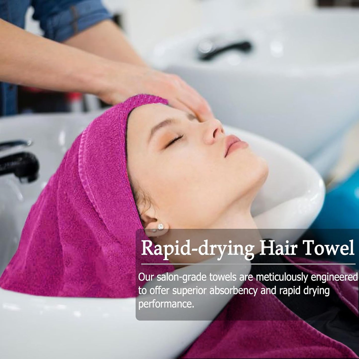 Pink Salon Towels, Super Soft and Absorbent Microfiber Hair Towel for Salon, Bath, Spa, Pool and Home, 27 inch X 16 inch (Pink - 6 Pack)