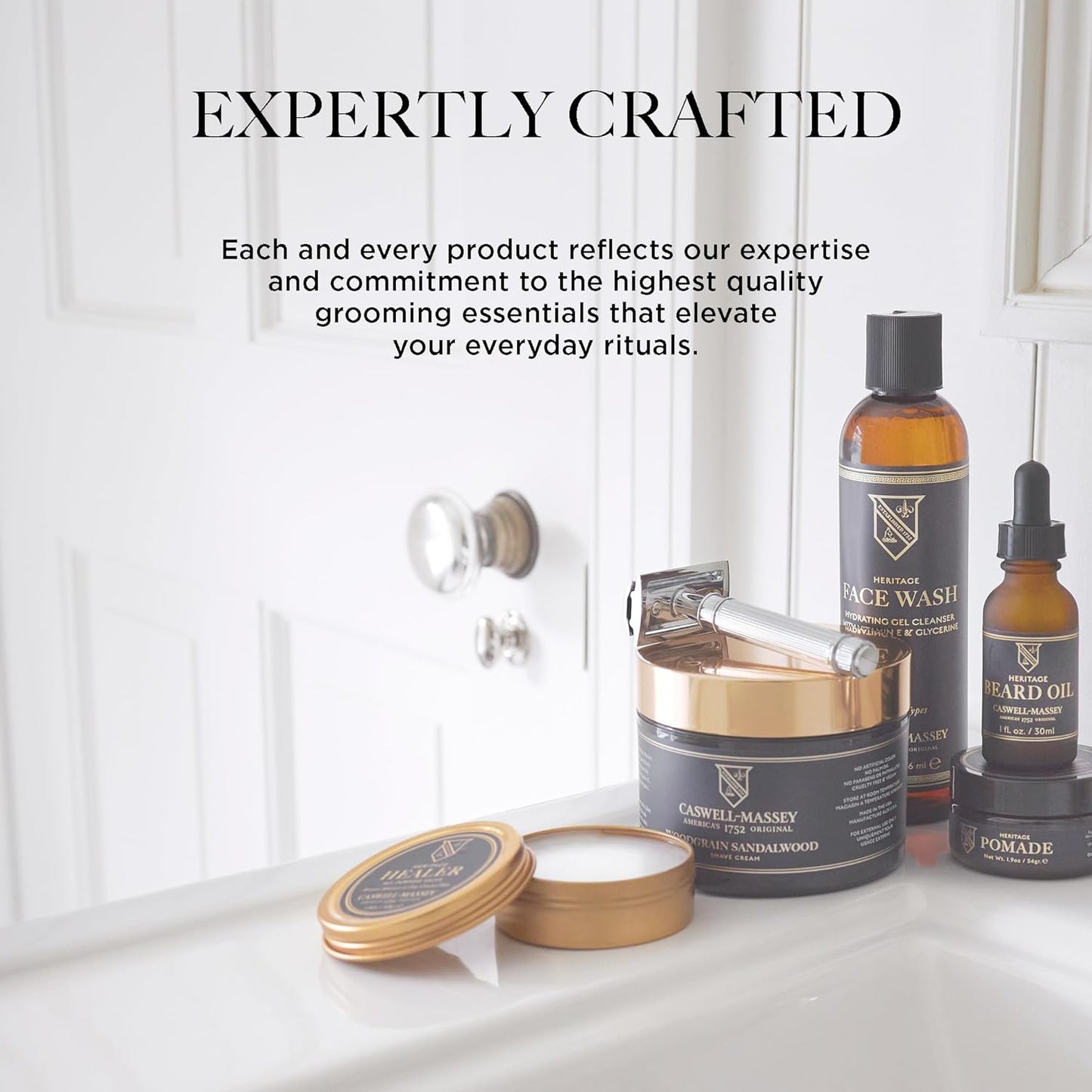 Caswell-Massey Woodgrain Sandalwood After Shave, Soothing Aftershave with Cedarwood, Clove & Musk, Made in USA, 3 Fl Oz