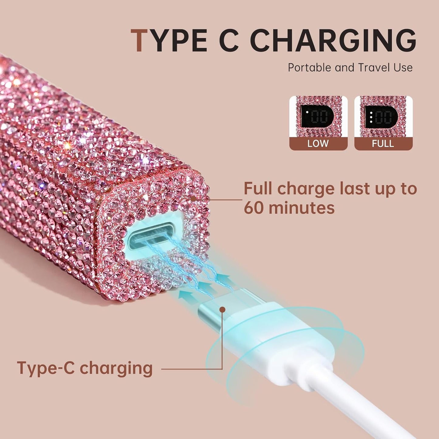 Handheld UV Light for Gel Nails,Mini LED Cordless Nail Lamp for Gel Nail Polish,Portable Flash Cure Lamp,Rechargeable USB Nail Dryer with LCD Display Fast Curing Home DIY