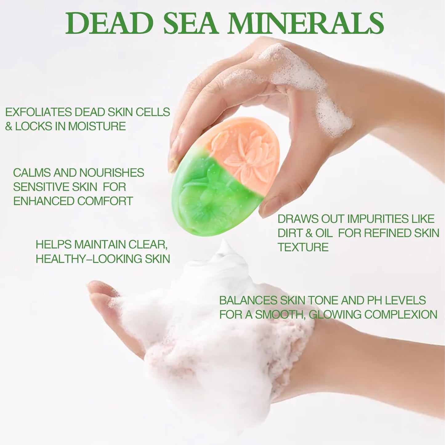 3 Pack Sea Salt Soap Bars, Natural Cold-Processed Exfoliating Cleanser with Dead Sea Minerals, Moisturizing for Body & Face Skin Care