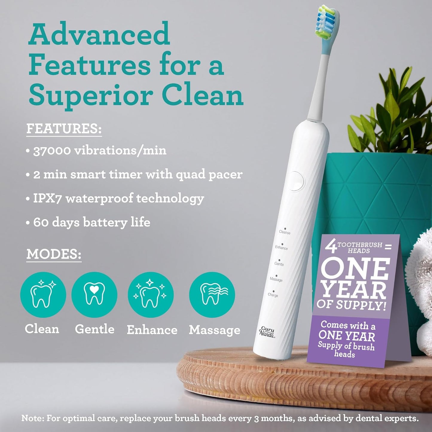 GuruNanda Lion & Lamb Kit 2.0, Electric Toothbrush with Water Flosser Combo, 4 Jet Tips, 4 Brush Heads, & IPX7 Waterproof Design for Complete Oral Care, White