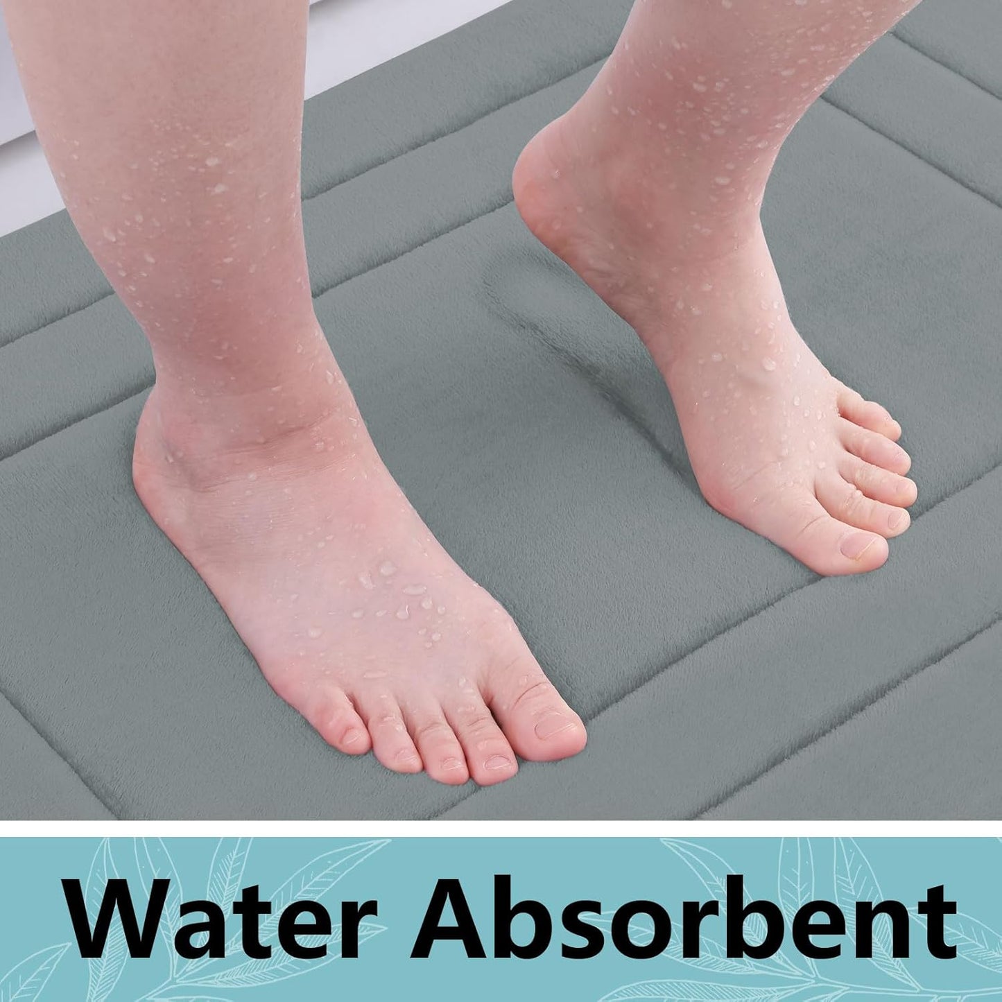 Arotive Memory Foam Bathroom Rug Mat 47x20, Ultra Soft and Absorbent Bath Mat, Machine Wash Dry, Comfortable Bath Rug Carpet for Bathroom Floor, Tub and Shower, Grey