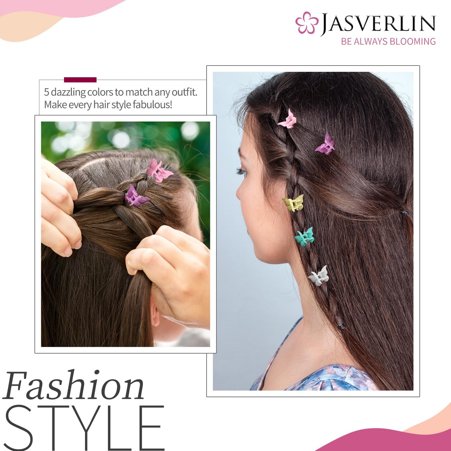 Butterfly Hair Clips Colorful, Girls Cute Mini Small Claw Clips, Y2K 90s Kids Women Butterflies Hair Accessories Rave Festival 50 pcs (Baby Color)