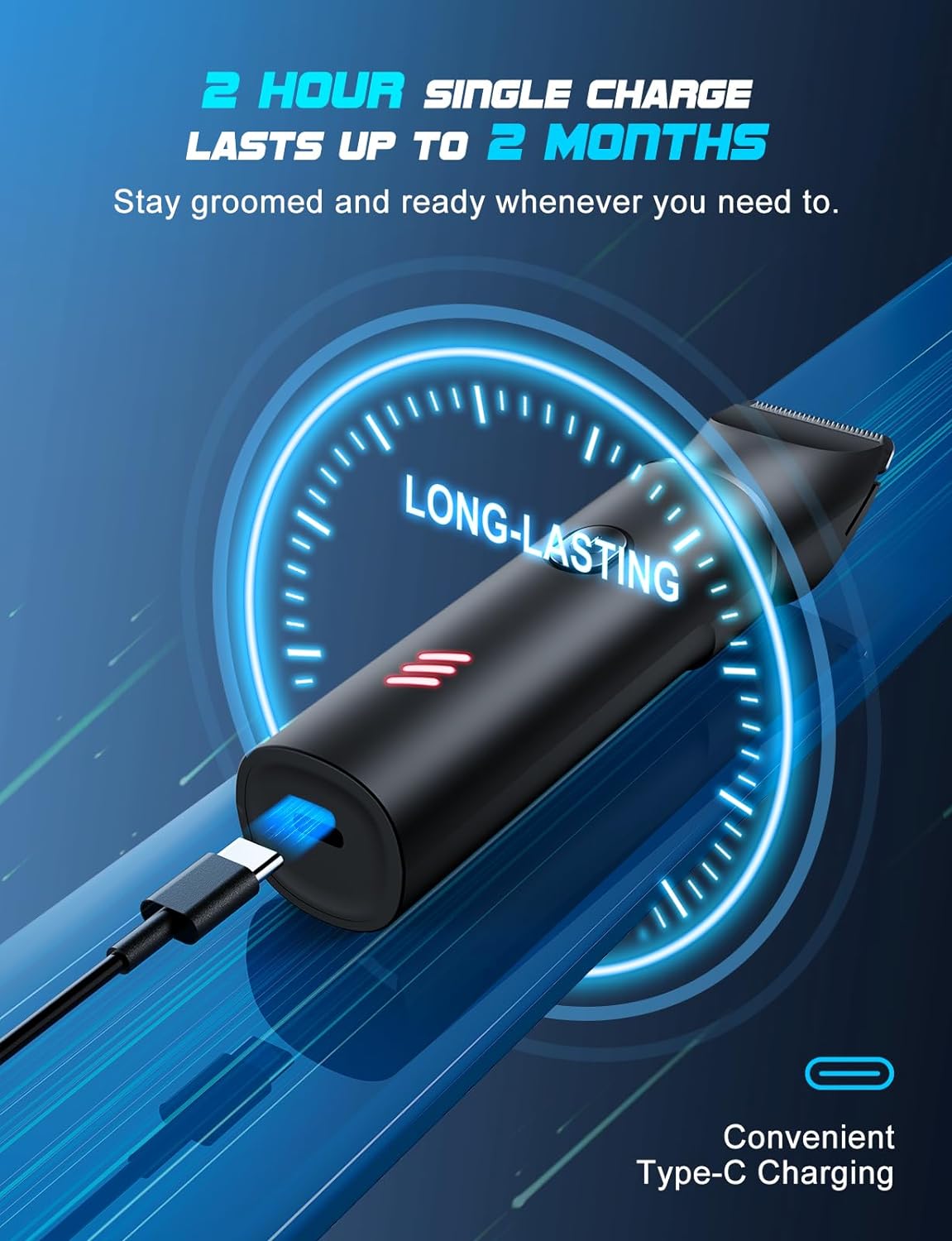 Body Hair Trimmer for Men, Manscape Electric Razor, Versatile Hair Trimmer for Groin, Beard, Nose/Ear Hair, Waterproof & USB-C Rechargeable, Travel Lock