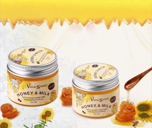 2PCS/Set Honey Milk Hand Wax Mask Moisturizing Paraffin Peel Off Wax Hydrating Nourishing Repair Skin Film Cream Exfoliating Calluses For Cracked,Dry,Aging Hands