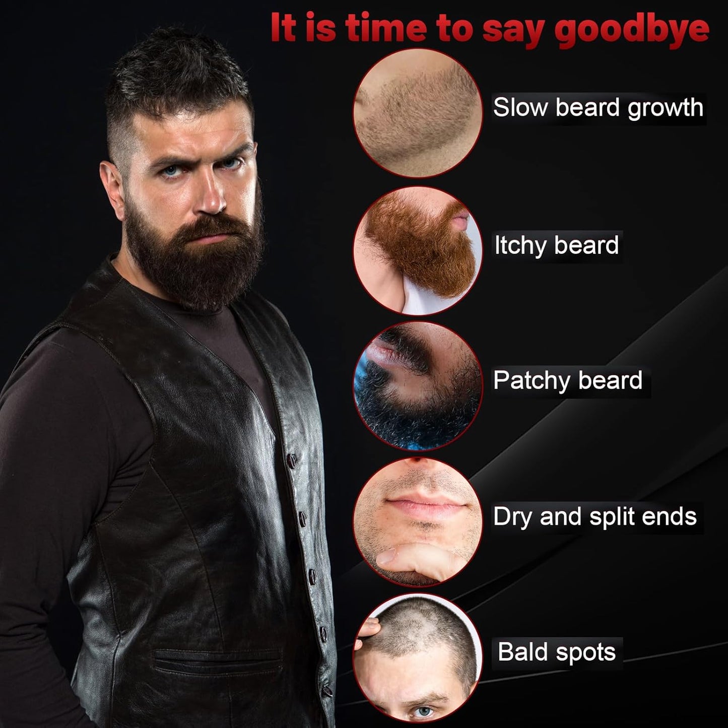 Beard Oil,Maximun Thickening Biotin, with Castor Oil and Argan & Jojoba Oils, Promotes Beard Growth, Styles, Strengthens & Softens Beards & Mustaches,1 Ounce*2（2 Pack）