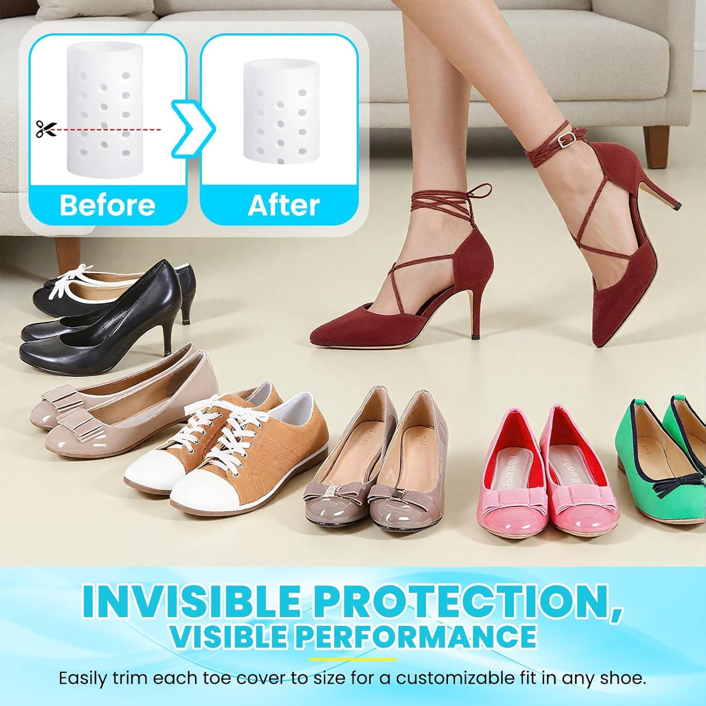 Pnrskter Silicone Toe Protectors - (14Pcs Medium) - Breathable Toe Sleeves for Women & Men - Toe Caps for Blisters, Corns, Calluses, Toenails Loss - Toe Cushions for Daily Use, Traveling Essentials