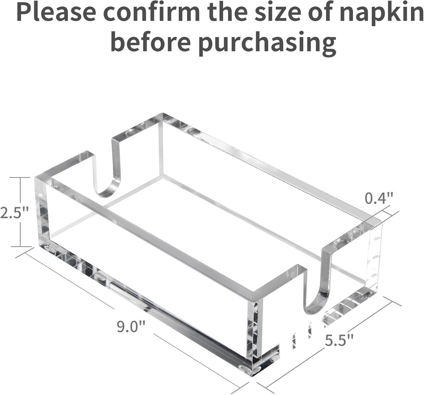 Richboom Acrylic Guest Towel Napkin Holder, 9x5.5x2.5 Inch Paper Hand Towel Storgae Tray Decorative Napkin Tray Caddy Table Top Tissue Dispenser for Bathroom Kitchen Dining Hotel Restaurant, Clear