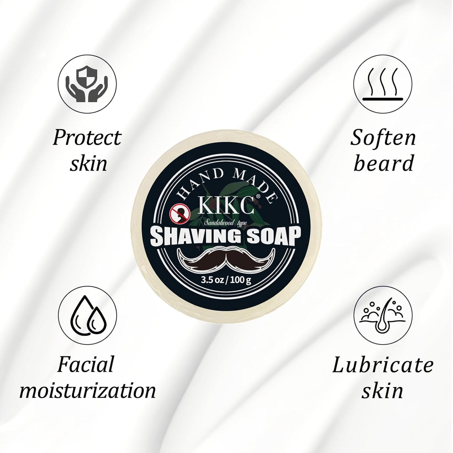 Shaving Soap and Shaving Cream Kit,Sandalwood Scent Shave Soap for Men,Shave Cream with Ocean Fragrance, a 3.5oz Soap, a 2 in 1 Shave Cream 150ml for Wet Shaving
