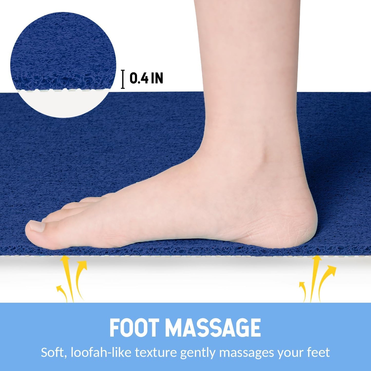 Non-Slip Bathtub Mat, Anti Slip Shower Mat, Fast Drying Bathtub Mats, Foot Scrubber Mat, Anti Slip Mat for Tub, Floor, Bathroom, Kitchen, Home, Hotel (Navy Blue 40"×16")