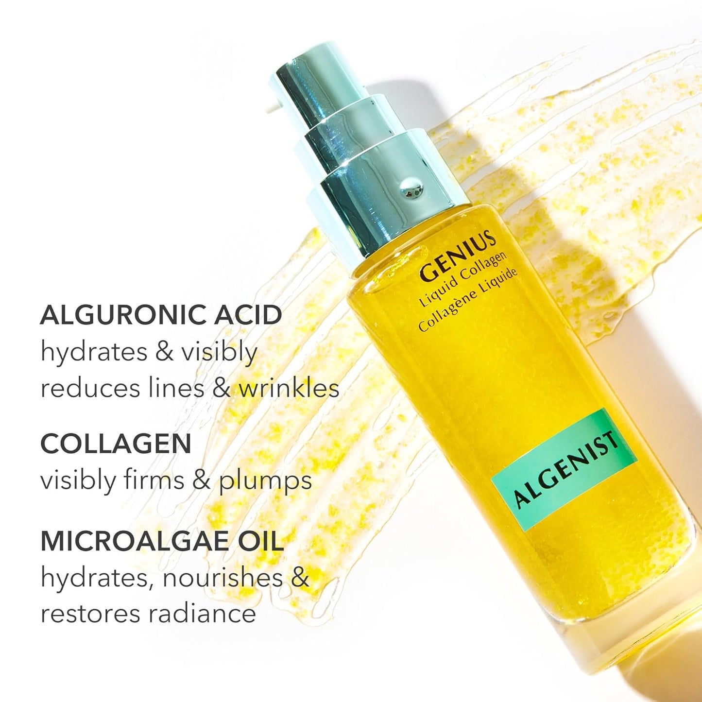 Algenist GENIUS Liquid Collagen Serum - Firming and Hydrating Face Serum with Collagen + Vitamin E - Helps Visibly Minimize Fine Lines + Wrinkles and Improve Elasticity (30ml)