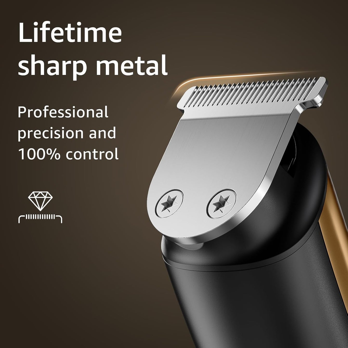 SHPAVVER Electric Beard Trimmer for Men: 16-in-1 Professional Barber Hair Clippers - Cordless Grooming Kit - Turbo Speed & Precision Blades, Gold