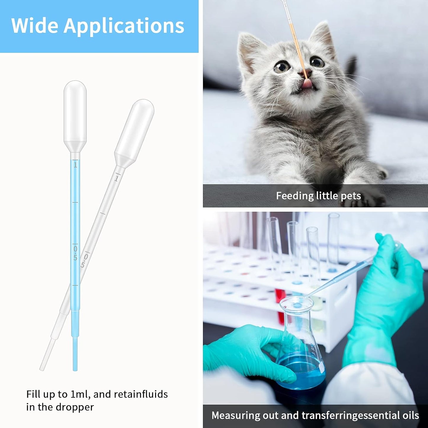G2PLUS Plastic Dropper – 25pcs Disposable Transfer Pipettes, 1ml Graduated Dropper for Essential Oils, Lab Use, DIY Crafts