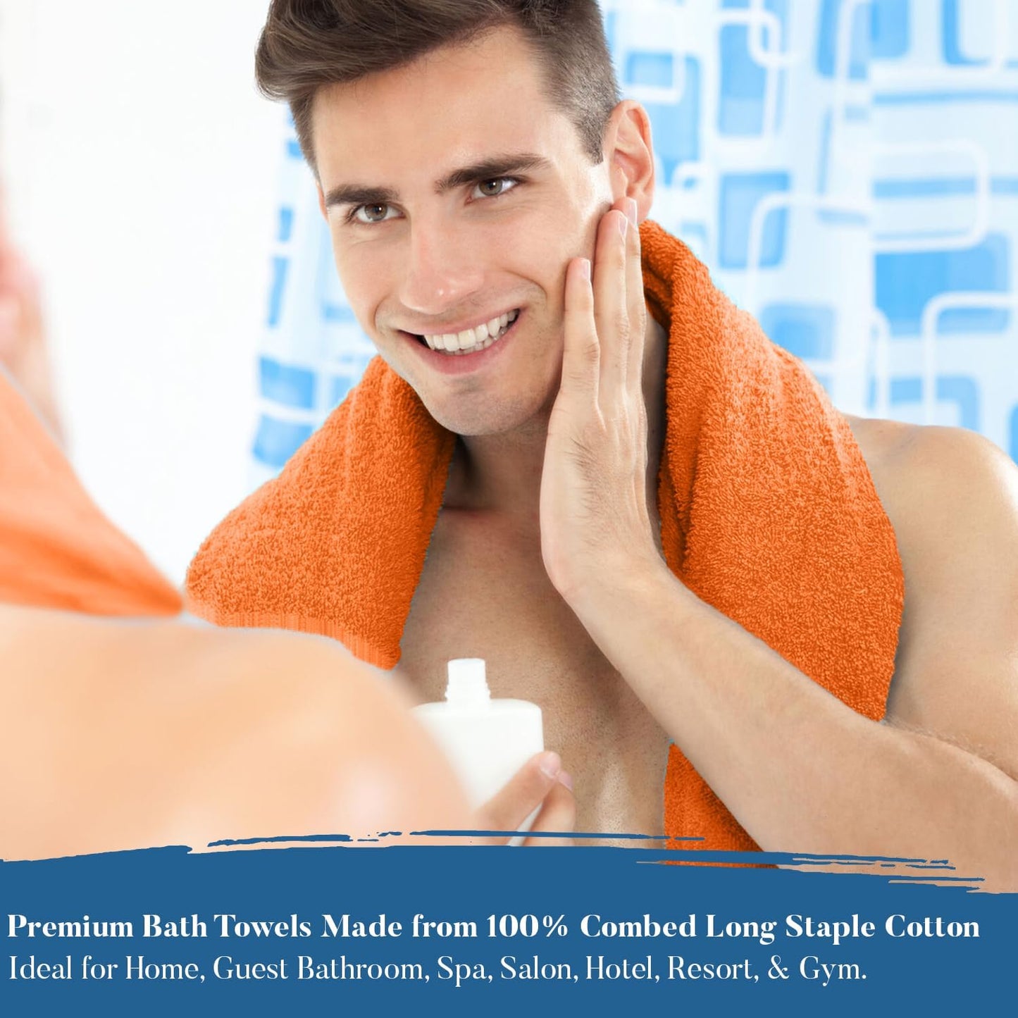 DAN RIVER Bath Towels Set of 4, 27 x 54 Inches, 100% Cotton, Larger & Lighter Weight, Quicker to Dry, Super Soft and Absorbent, Ideal Bathroom Towels Set for Daily Use, Orange