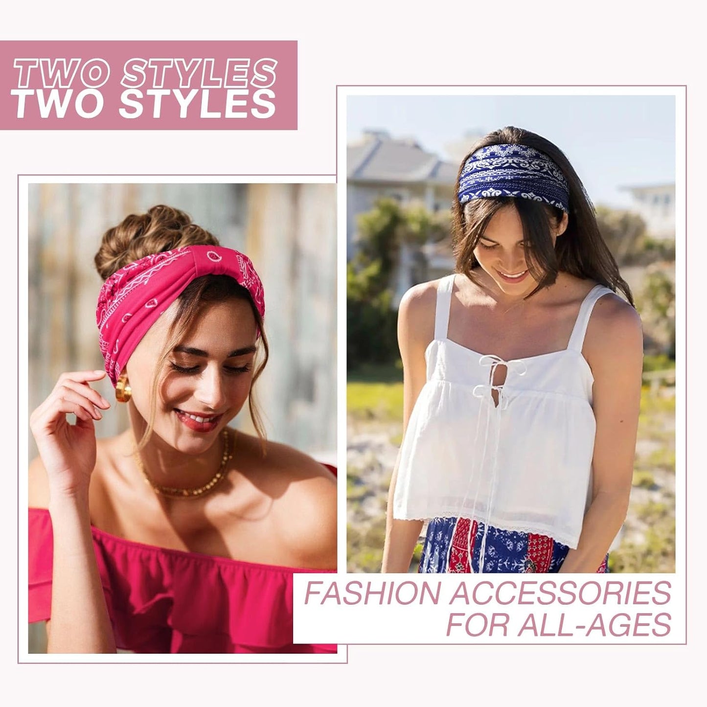 Wide Headbands for Women Knotted No Slip Head Bands Soft Turban Headband Hair Accessories Boho African Solid Color Head Wraps for Women Yoga Workout Pack of 6