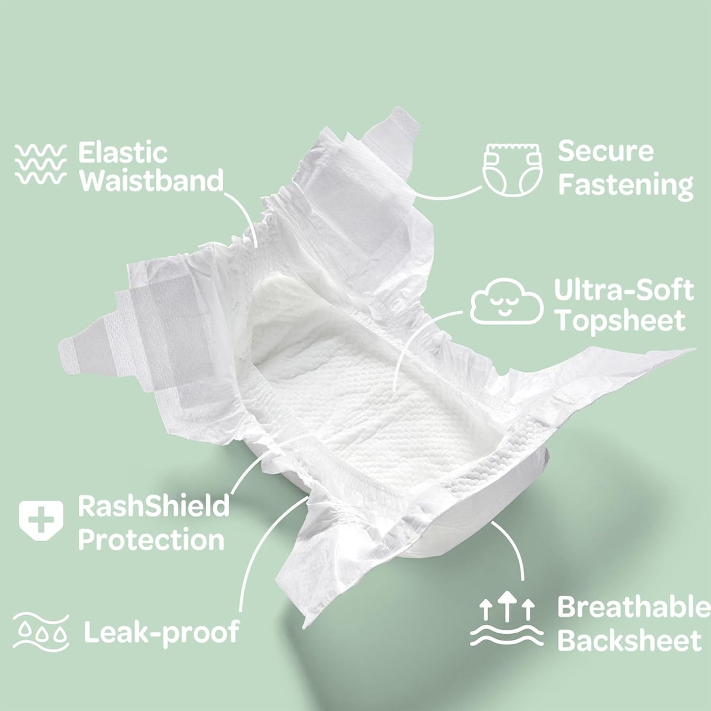 Parasol Clear+Dry Disposable Diapers and Clear+Pure Wipes Kit, RashShield Protection, Size 2 (10-18 lbs), Diaper Bundle of 216 Diapers & 240 Wipes
