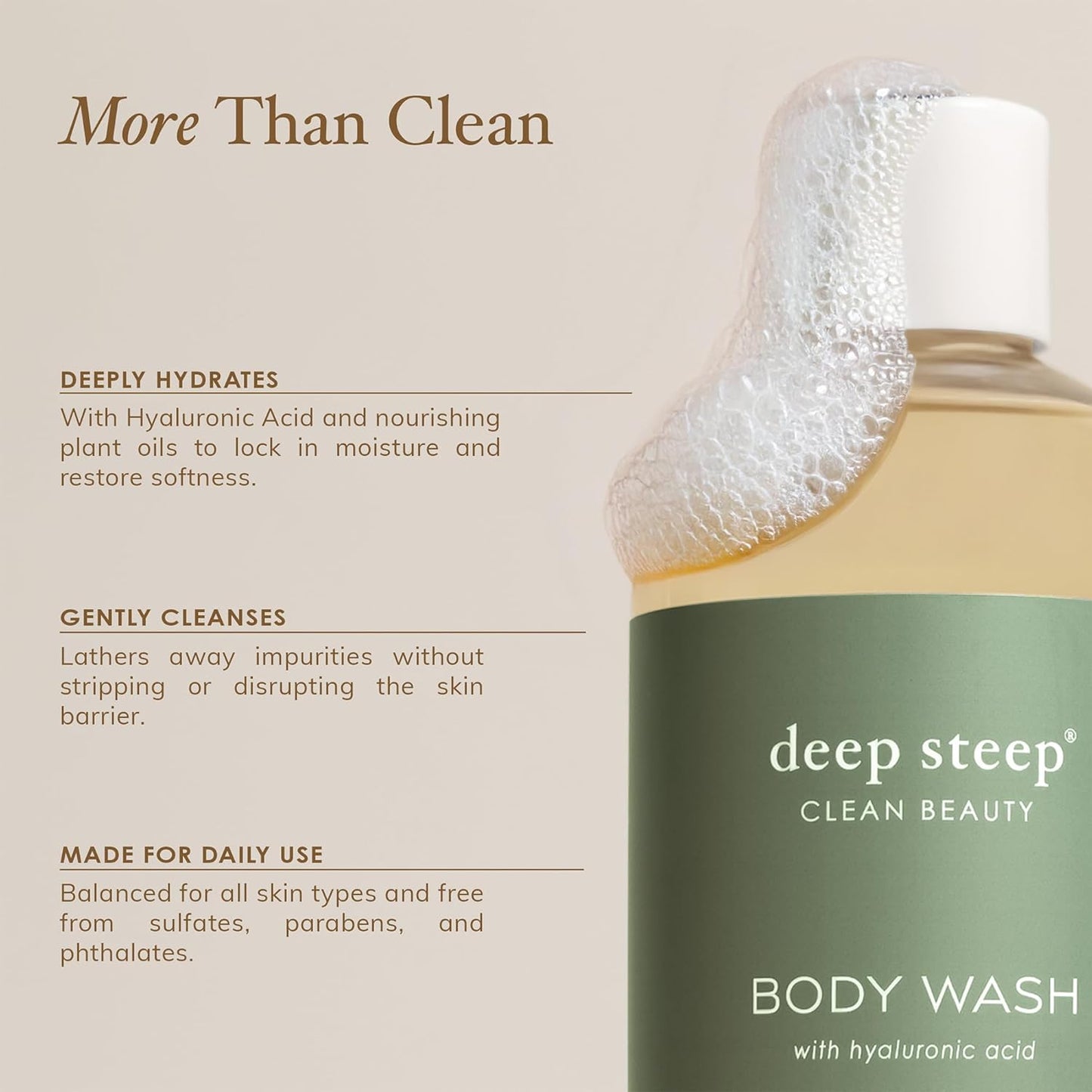 Deep Steep Body Wash, Fig Apricot, 17 oz – Hydrating Shower Gel with Hyaluronic Acid, Shea Butter, Aloe Vera & Argan Oil – Vegan, Clean Beauty, Clean & Refreshed Skin