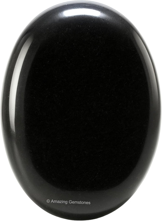 Amazing Gemstone Black Obsidian Crystals and Healing Stones - Large Palm Stone Crystals Piedra - Crystal for Good Luck, Balanced Positive Energy, Meditation - Unique Stocking Stuffers & Birthday Gift