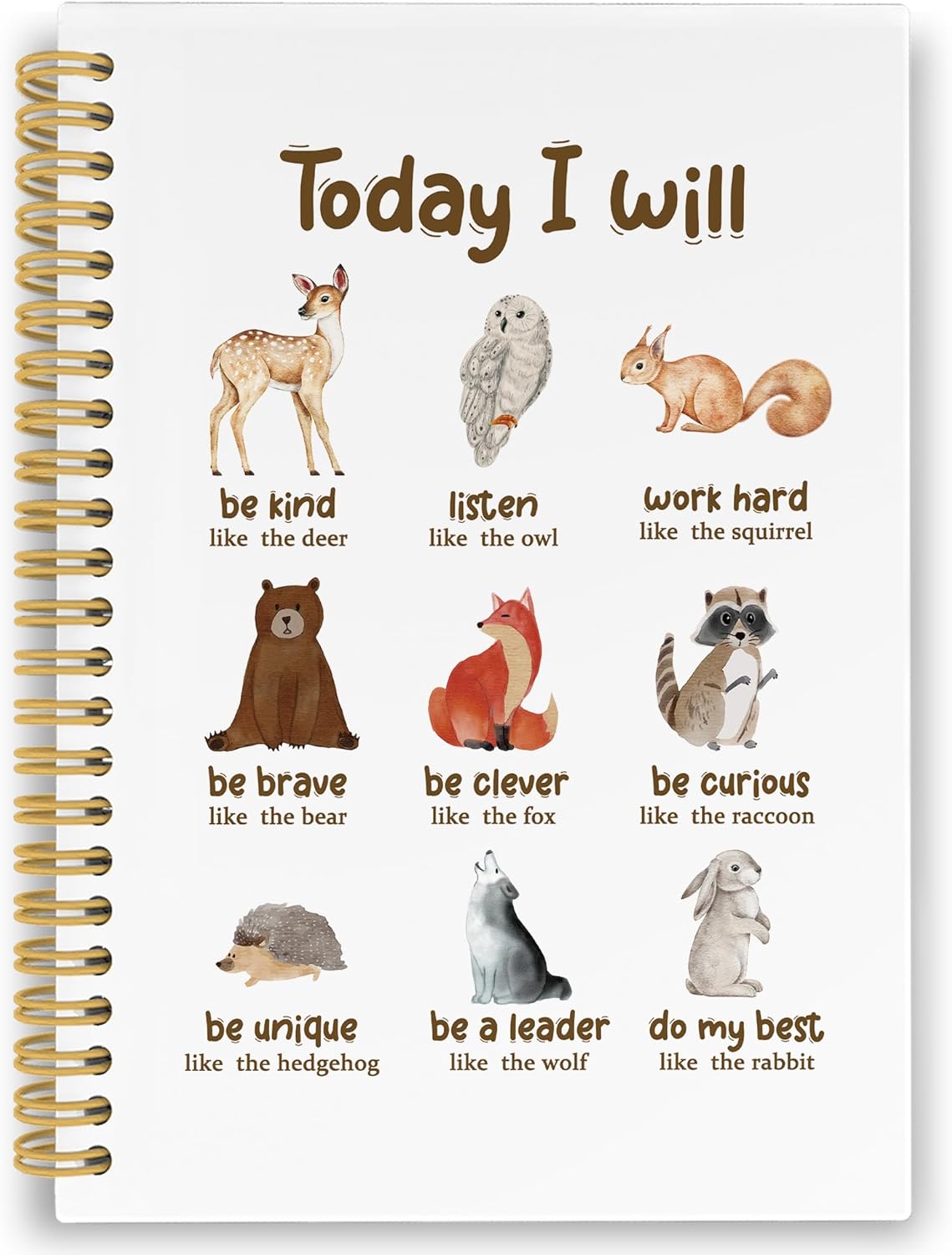 XPH Inspirational Animals Spiral Notebook, Motivational Journaling Notebooks for Note Taking, Animal Hardcover Journal for Writing 160 Pages 5.5 x 8.3 Inch, Positive Affirmation Gifts for Women Men