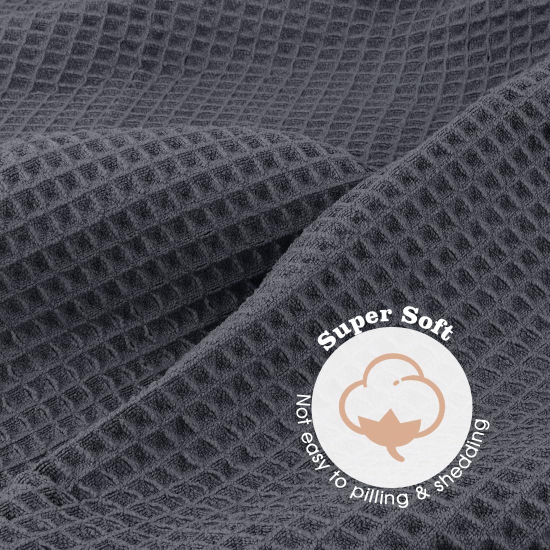 GLIMGLINT 2 Pack Large Microfiber Hair Towel Wrap for Women, Super Soft Hair Drying Towel, Fast Drying Waffle Hair Towel Wrap with Elastic Strap 40"X26.5" (Grey/Brown)