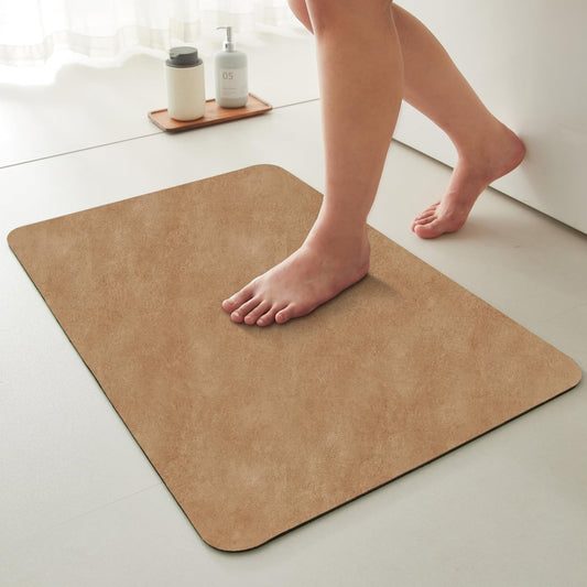 Bathroom Mat Quick Dry, Bathroom Rugs Non Slip Washable Thin Absorbent Bath Mat Fits Under Door Bathroom Floor Mat Perfect for Bath, Shower, or Sink 36"x48" Camel
