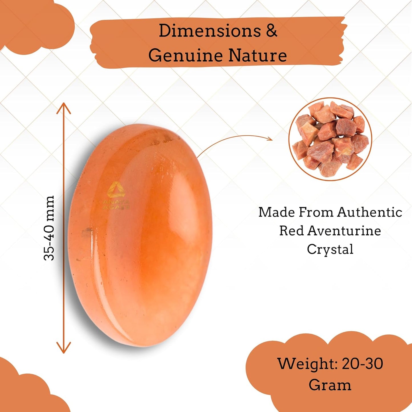 Red Aventurine Worry Stones – Crystal Thumb Worry Stone for Anxiety, Stress – Relaxing and Soothing Balance Stones for Meditation, Stress Relief – Healing Stones and Crystals for Men and Women