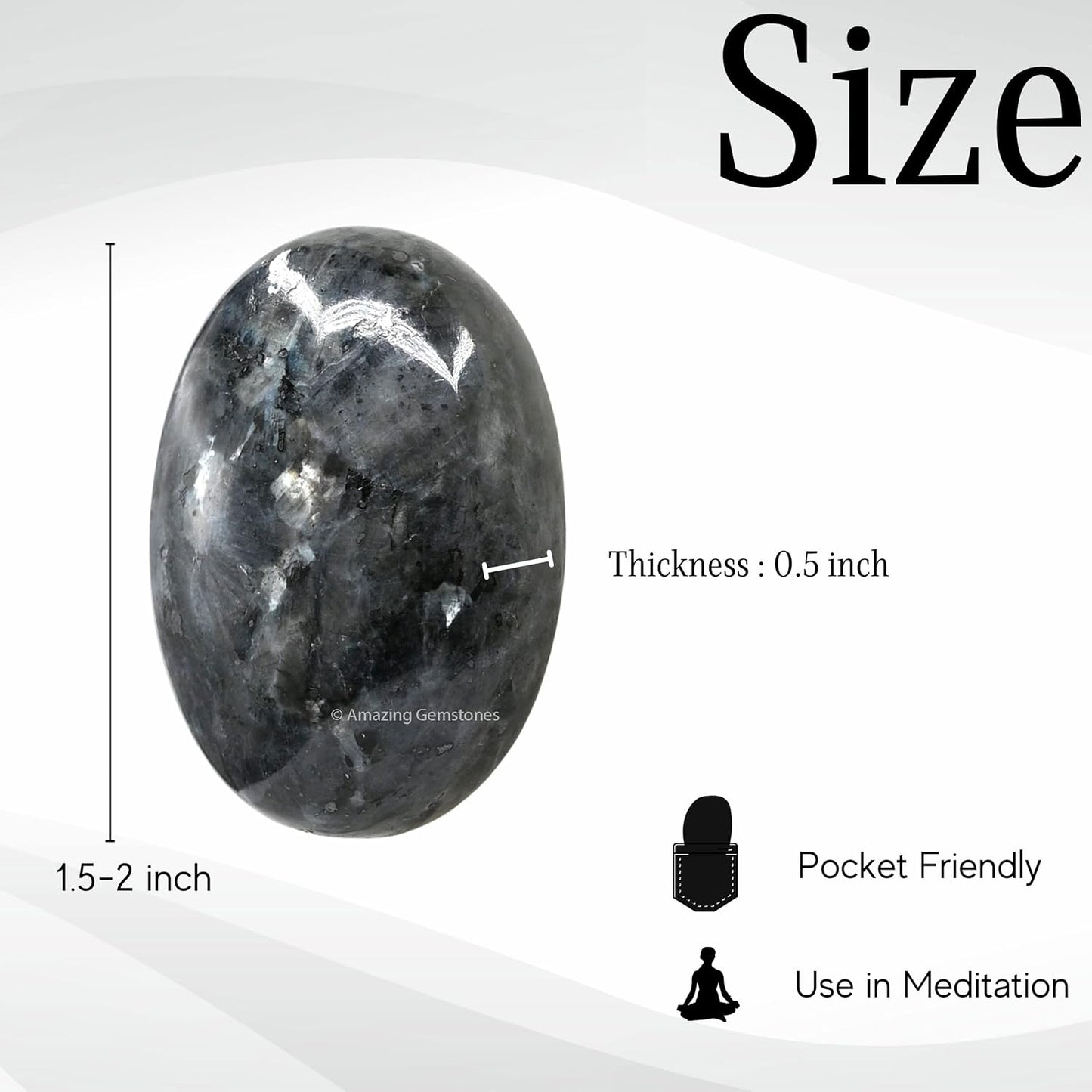 Amazing Gemstone Larvikite Crystals and Healing Stones - Large Palm Stone Crystals Piedra - Crystal for Good Luck, Balanced Positive Energy, Meditation - Unique Stocking Stuffers, Gifts for Women, Men