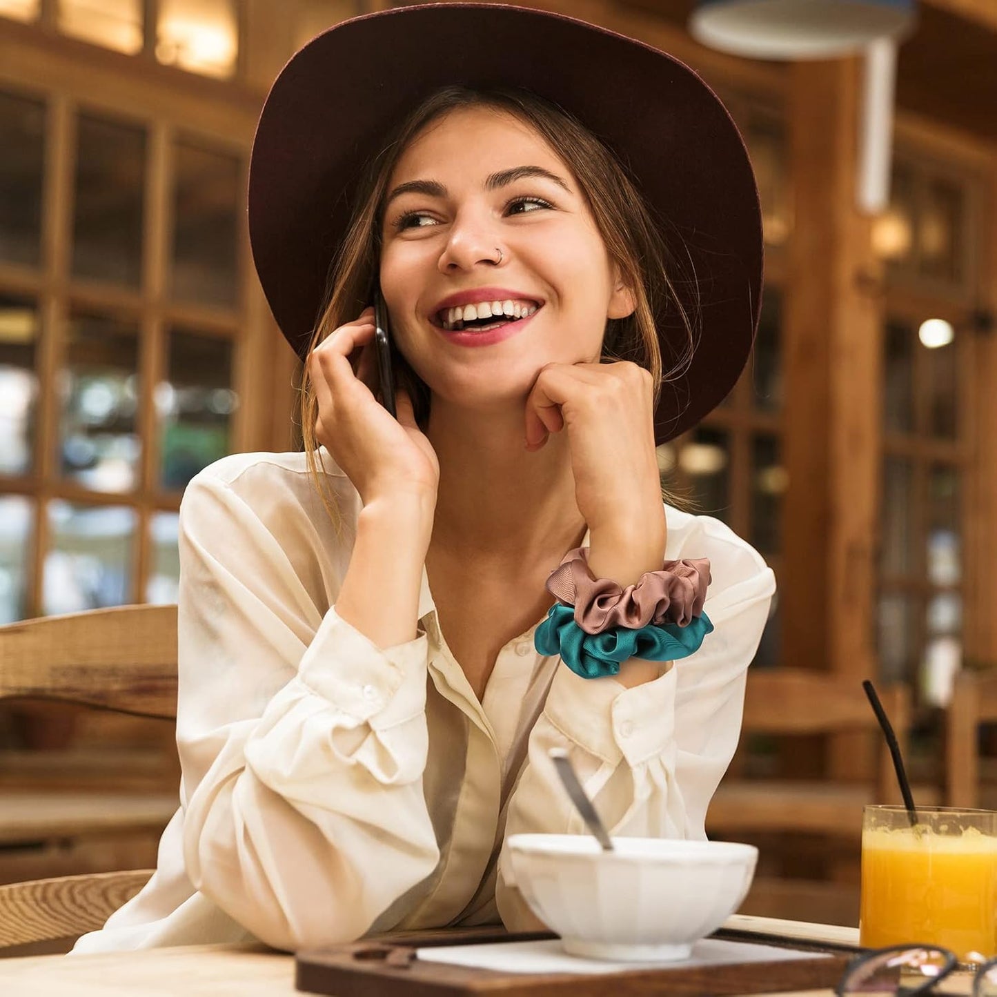 Lolalet Scrunchies for Women, Satin Hair Scrunchies Softer Than Silk Hair Ties for Hair Sleep, Big Scrunchy Ponytail Holder with Elastic Hair Bands for Girls Thick Thin Curly Hair -6 Pack, Style D