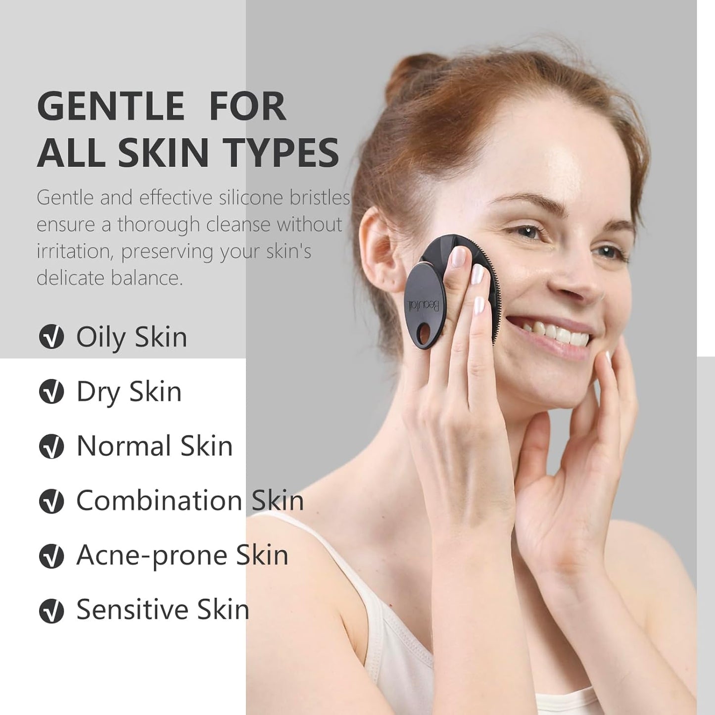 Silicone Face Scrubber 2 Pack, Manual Facial Cleansing Brush, Gentle Face Exfoliator for Sensitive Skin, Skin Care Exfoliating Face Brush for Men and Women, Black+Purple