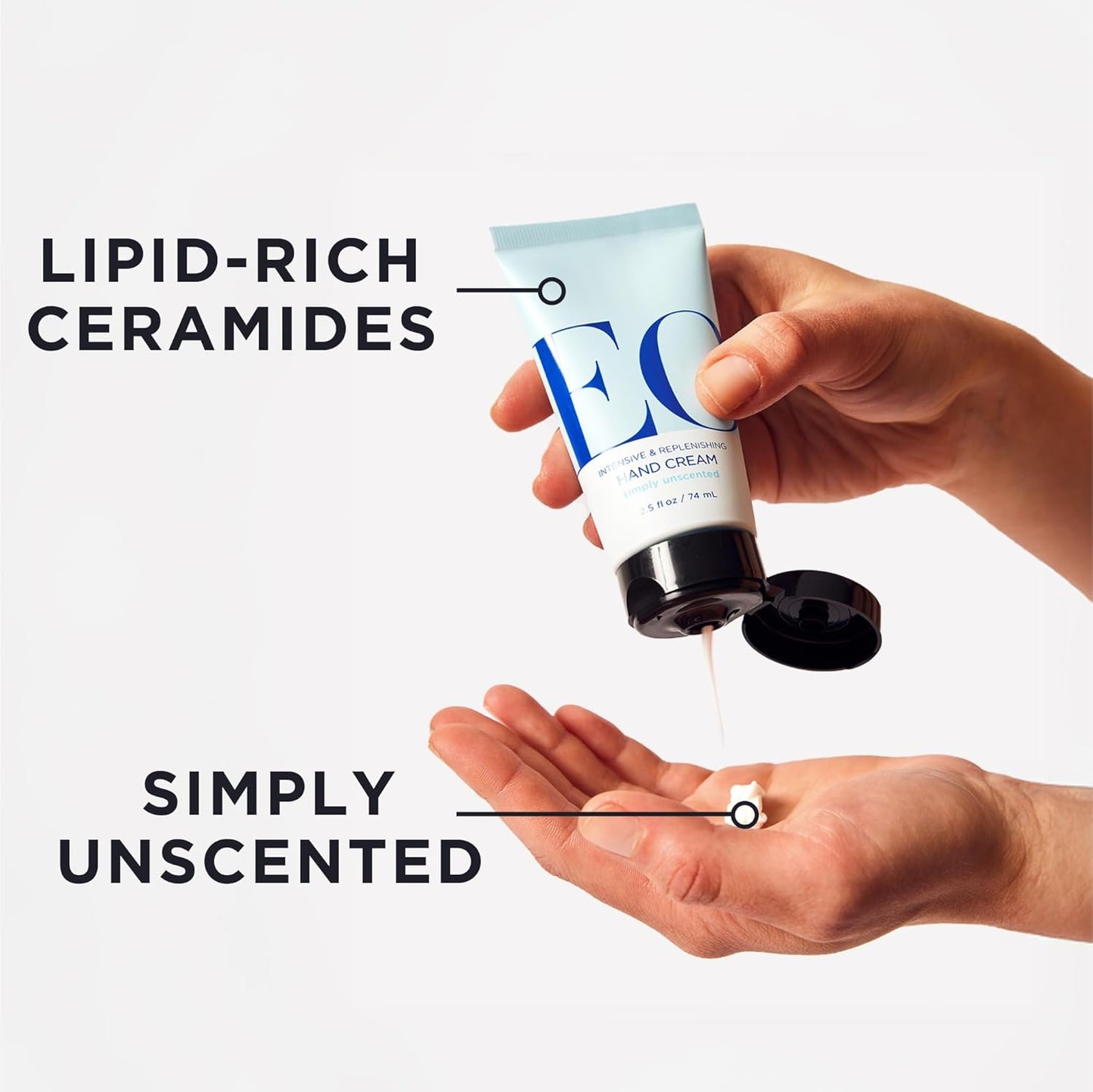 EO Hand Cream, 2.5 Ounce (Pack of 2), Unscented, Moisturizer for Dry Skin